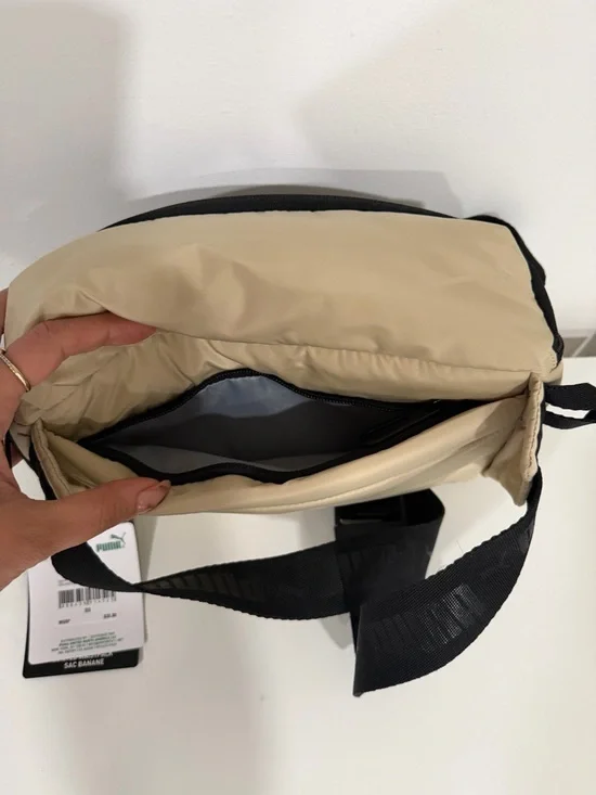 Puma Beige Quilted Crossbody Belt Bag with Black Strap - Picture 2 of 5